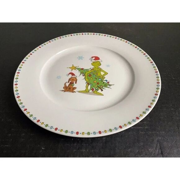 Dr Seuss The Grinch & Max Christmas Tree 10.5" Ceramic Dinner Plate NEW - Picture 2 of 6